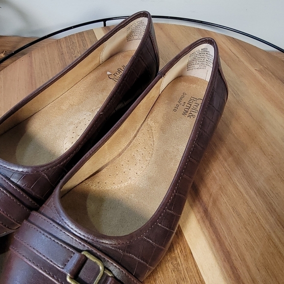 Croft and Barrow Brown Vegan Leather Croc Embossed Ballet Flats Size 8.5 - Picture 13 of 17